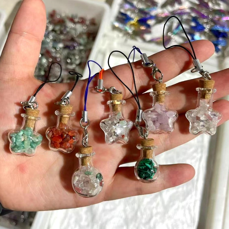 Wholesale Hot Sell Glass Crystal Chip Key Chain Healing Crafts for Gift & Home Decoration