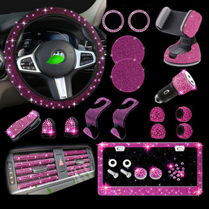Purple Rhinestone Non-Slip Bling Silicone <strong>Car</strong> Steering Wheel Cover Phone Holder Coaster Set Bling <strong>Car</strong> <strong>Accessories</strong> - Product Image 1