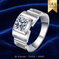 Bague de fiançailles et de mariage en argent sterling 925 avec moissanite 1 carat pour homme, bijoux fins, vente en gros d'usine