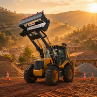 Everstar Harga Terjangkau 4WD Wheel Loader Backhoe Loader Mesin Diesel Hidrolik untuk Konstruksi Perkotaan, Pertanian, Penggalian, dan Pekerjaan Pemuatan