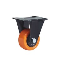 Roulettes en polyuréthane PVC orange petites et économiques, style plat fixe avec roulettes pivotantes filetées