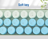 Nuevo Teclado de Oficina Estilo Retro Tipo Escritura, Inalámbrico 2.4GHz, Doble Modo, Interfaz USB Tipo-C, Diseño Dividido, Resistente al Agua, con Panel Táctil