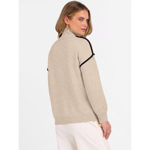 Pull en maille décontracté pour femme, col en V, manches longues, fermeture éclair quart de tour, anti-boulochage, idéal pour l'automne - Product Image 5
