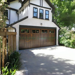 ประตูโรงรถไม้เนื้อแข็งโอ๊คแบบดั้งเดิมอะลูมิเนียมดีไซน์เหนือศรีษะสำเร็จรูปพื้นผิวกันลมสำหรับวิลล่าโรงจอดรถ - Product Image 5