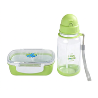 Ensemble de boîtes à lunch pour enfants pour la rentrée scolaire, boîte à lunch en plastique sans BPA avec gourde à paille, bento mignon anti-fuite pour les tout-petits à l'école