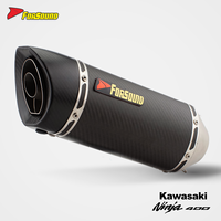 Prix de gros d'usine Forsound, silencieux d'échappement rectangulaire en fibre de carbone véritable pour Kawasaki Ninja 400