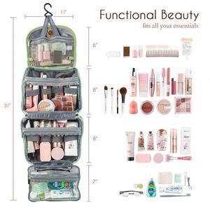 Waterproof PU Fashion for & <b>Makeup</b> <b>Bag</b> <b>with</b> <b>Compartments</b> and Hooks for Travel-Business Use - Product Image 2