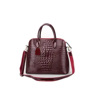 2022 High Quality Fashion Custom Crocodile Embossed Genuine Leather Women Tote Bags Brand Design Handbags