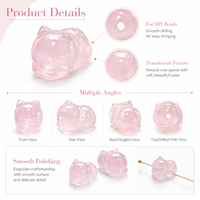 Perles de chat en quartz rose naturel, breloques en cristal de guérison pour bijoux DIY