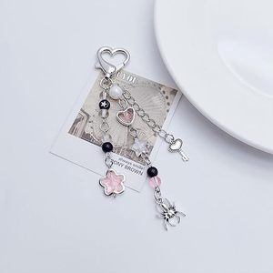 Porte-clés Fraise Rose Mignon Y2K, Pendentif Nœud Fleur Cœur, Breloques de Sac, Accessoires Esthétiques Kawaii pour Femmes - Product Image 5
