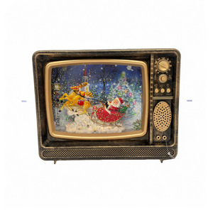 Ornamenti Natalizi Lampada a Fiocco di Neve in Cristallo Carillon TV con Neve che Cade Decorazione Natalizia Religiosa Illuminata - Product Image 2