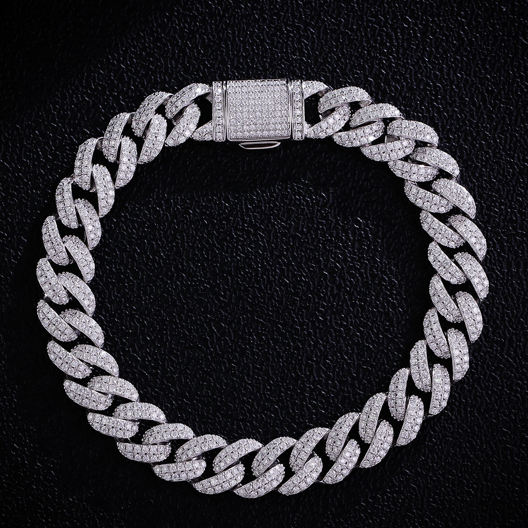 10mm silver moissanite 2 rows of stones-C17996