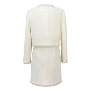 Conjunto <span class=keywords><strong>de</strong></span> Dos Piezas Elegante <span class=keywords><strong>de</strong></span> Tweed con Adornos <span class=keywords><strong>de</strong></span> Perlas para Mujer, <span class=keywords><strong>Chaqueta</strong></span> Corta <span class=keywords><strong>de</strong></span> Manga Larga con Cuello Redondo <span class=keywords><strong>y</strong></span> Minifalda, Atuendo Formal - Product Image 2