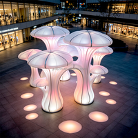 Ensemble de sculptures LED RGB en acier inoxydable à changement de couleur, étanche IP65, éclairage géant lumineux en forme de champignon, contrôle par télécommande/boutons