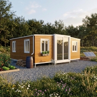 Maison préfabriquée écologique prête à l'emploi solaire pour une vie durable et une cabane de montagne autonome, maison conteneur extensible