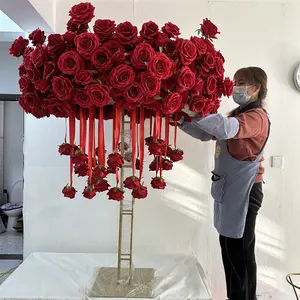 IFG wedding decoration supplies 100cm dia romantic red table centerpiece flower arrangement with hanging rose