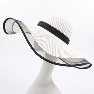 Sommer Französisch Gaze Strohhut 16 CM breite Krempe Strand Outdoor Sonnenhut <span class=keywords><strong>Herben</strong></span> Holiday Beach Hat - Product Image 4