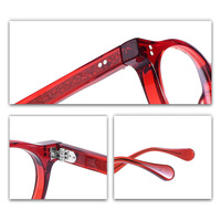 Gafas de Diseño de Alta Calidad, Color Rojo, Hechas a Mano, Montura Óptica de Acetato, Gafas de Acetato Vintage, Unisex para Hombre y Mujer