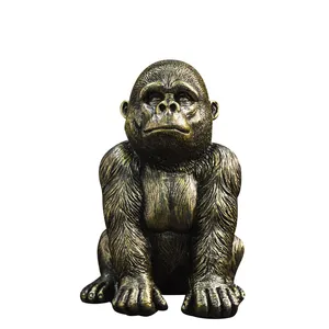 New Best Africa Exportation Coppery Gorilla Resin Crafts Living Room Desktop Office Home Decorations Creative Animal Gifts