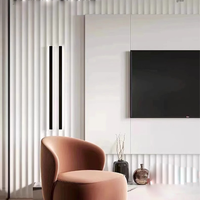 Échantillon gratuit, vente en gros d'usine, panneau de grille en bois, panneau de grille ondulé, panneau de grille solide, poli, imperméable, panneau de fond de télévision