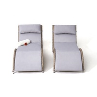 Chaise longue en rotin en forme de S pour l'extérieur, brun de luxe, en aluminium et osier