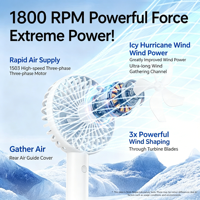 Ventilateur portable sans pales en plastique avec base, recharge USB, batterie au lithium détachable, utilisation extérieure, mini cadeau, vente en gros