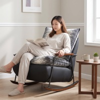 Fauteuil à bascule moderne en tissu, motif zèbre imprimé, coussin en métal, fauteuil d'appoint de loisirs pour balcon et salon