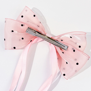 Molletta per capelli dolce ed elegante con fiocco a pois e accessorio in garza a rete si attacca alla parte posteriore della testa - Product Image 6