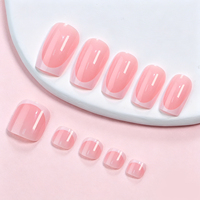 Kit de 48 faux ongles français carrés blancs à bords brillants, réutilisables, pour manucure et pédicure, pour salon