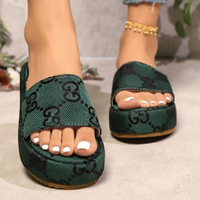 Sandales d'été légères à semelle épaisse pour femme, grande taille, motif lettres imprimées, design gâteau éponge, tissu extensible