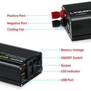 <span class=keywords><strong>Lvyuan</strong></span> 2600W 12 Volts DC 110 Volts AC nominale 1000W 1200W 2000W Inverseur de puissance Onduleur à onde sinusoïdale modifiée - Product Image 4