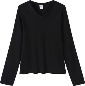 Camisetas Casuales con Cuello en V y Logotipo Personalizado, Camisetas Cómodas, Camisetas Básicas Suaves, Blusas para Mujer, Camisetas de Manga Larga para Mujer - Product Image 3