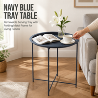 Table d'appoint ronde moderne en métal, table plateau, table d'appoint décorative avec structure métallique, petite table basse pour salon, chambre ou canapé