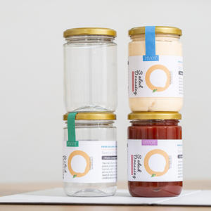 Contenitore per Salse in PET di Grado Alimentare 300ml 10oz, Barattoli Vuoti in Plastica per Miele, Marmellata, Salsa Piccante, Burro di Arachidi, Forma Rotonda - Product Image 1