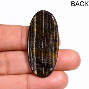 Cabujón de corte ovalado de ojo de tigre de 39 quilates personalizado, joyería dorada Natural suelta de alta calidad pulida - Product Image 5