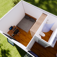Boxspace Maison Conteneur Démontable Portable 12m x 3.8m avec 2 Chambres, Design Ferme, pour Supermarché et Usage Résidentiel