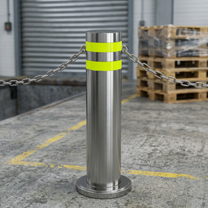 Bolardo Anticolisión de Acero Inoxidable 304 con Cadena, para Oficinas de Boletos, Bases de Asta de Bandera, Gobierno y Uso Público - Product Image 3