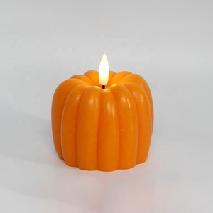 Bougies LED sans flamme à piles en cire véritable orange clair <span class=keywords><strong>petite</strong></span> citrouille d'Halloween - Product Image 1