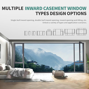 Sungye gỗ hiện đại kết thúc cách âm nhôm <span class=keywords><strong>Swing</strong></span> <span class=keywords><strong>Window</strong></span> Ba low-e Tempered Glass năng lượng hiệu quả thụ động nhà cửa sổ - Product Image 2