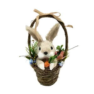 春季复活节工艺装饰天然棉米色兔子派对装饰生日派对用品装饰品9685SB20539