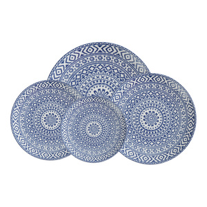 Service de table en céramique bleu floral bohème personnalisé, assiettes en porcelaine à décor <span class=keywords><strong>marocain</strong></span>, vaisselle résistante au lave-vaisselle pour la vente au détail et les événements - Product Image 6