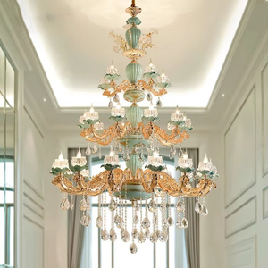Lampadario di cristallo di lusso europeo <span class=keywords><strong>semplice</strong></span> fiore <span class=keywords><strong>luce</strong></span> a sospensione in ceramica luci a sospensione per la casa Hotel Villa camera decorazione - Product Image 2