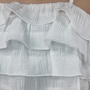 Blusa Corta con Diseño de Volantes y Hombros Descubiertos para Mujer, Estilo OEM, para Usar en Verano - Product Image 3