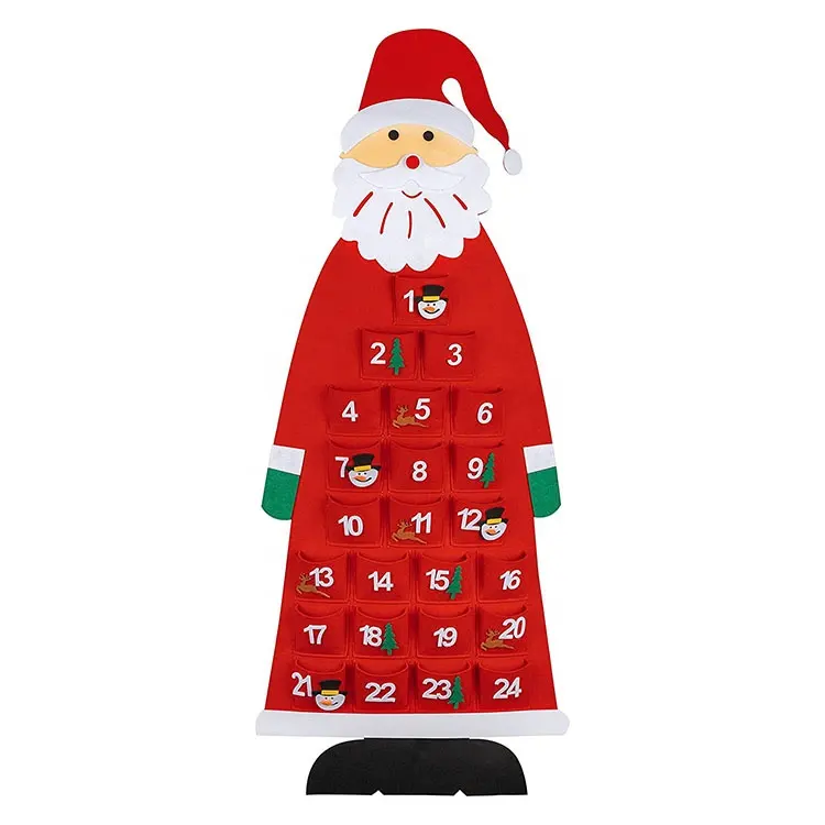 Wall Hanging 3D Christmas Countdown Calendar Reusable Christmas Advent Calendar with 24 Days Pockets for Home Office Decor