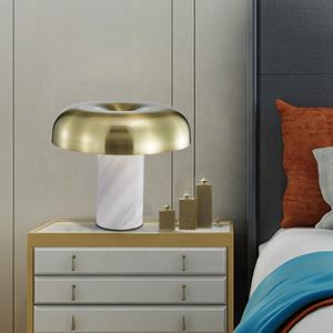 Lampe de Table en forme de champignon doré, <span class=keywords><strong>Jazz</strong></span>, base en marbre blanc, éclairage de bureau moderne JY6130 - Product Image 1