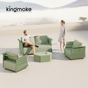 Foshan Factory Ensemble de mobilier d'extérieur Villa verte résistante aux intempéries Ensemble de canapés de jardin en aluminium de 4 pièces - Product Image 2