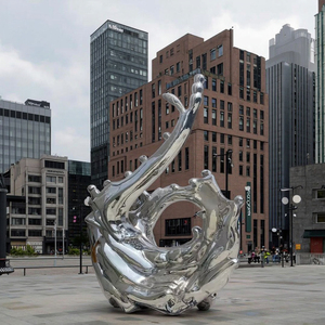 अनुकूलित रंग आकार के लोगो के साथ सजावटी उपयोग के लिए बाहरी पॉलिश स्टेनलेस स्टील लहर मूर्तिकला (चीन में बनाया गया) - Product Image 2