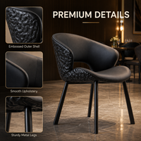 Fauteuil de salle à manger ergonomique moderne avec dossier enveloppant matelassé et pieds en métal noir pour hôtel et restaurant