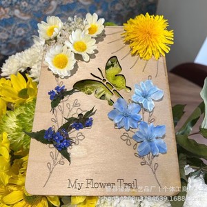 Tabla de madera con flores secas para manualidades DIY, regalo para colección de naturaleza. - Product Image 2