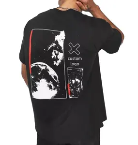 Özel pamuk Hip Hop giyim baskı logosu kısa tee gömlek tarzı boy renk Unisex erkekler sokak giyim T shirt